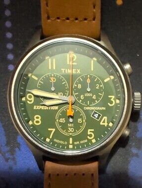 Timex Expedition Men's Watch Green Dial Brown Strap